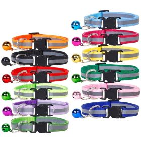 Nylon Collar Reflective With Small Bell For Dog & Cat; Dog Collar; Adjustable dog collar (Color: Pink, size: Adjustment)